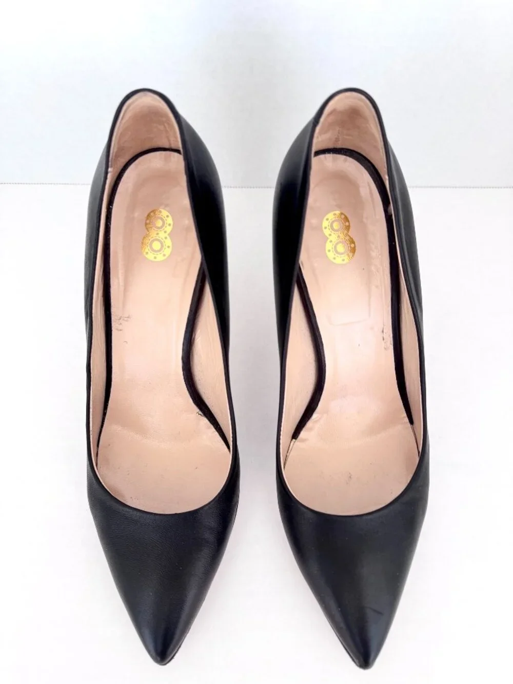 8 by Yoox Womens Pumps Size EU 40 US 9.5 Black Leather Pointy Toe